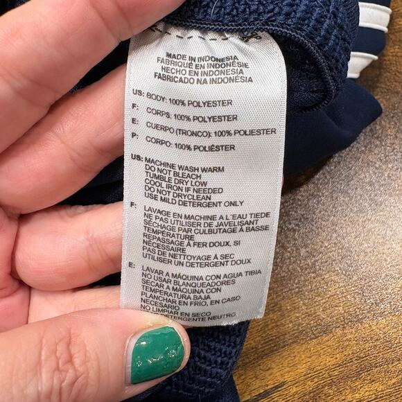 Adidas Womens Size L Track Pants Navy Blue 3-Stripe Classic Retro Straight Leg - Picture 4 of 16